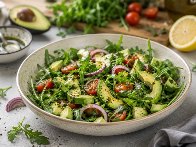 Foto: Rucola-Avocado-Salat mit Kräuter-Dressing