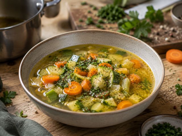 Foto: Gemüsesuppe auf Knochenbrühe