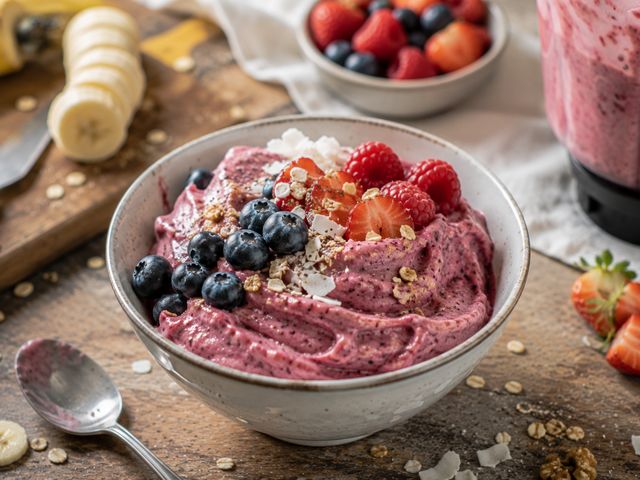 Foto: Beeren-Nicecream aus gefrorener Banane